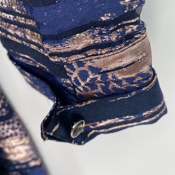 Teri Jon Blue and Gold Dress Size 10 - Picture 3 of 9